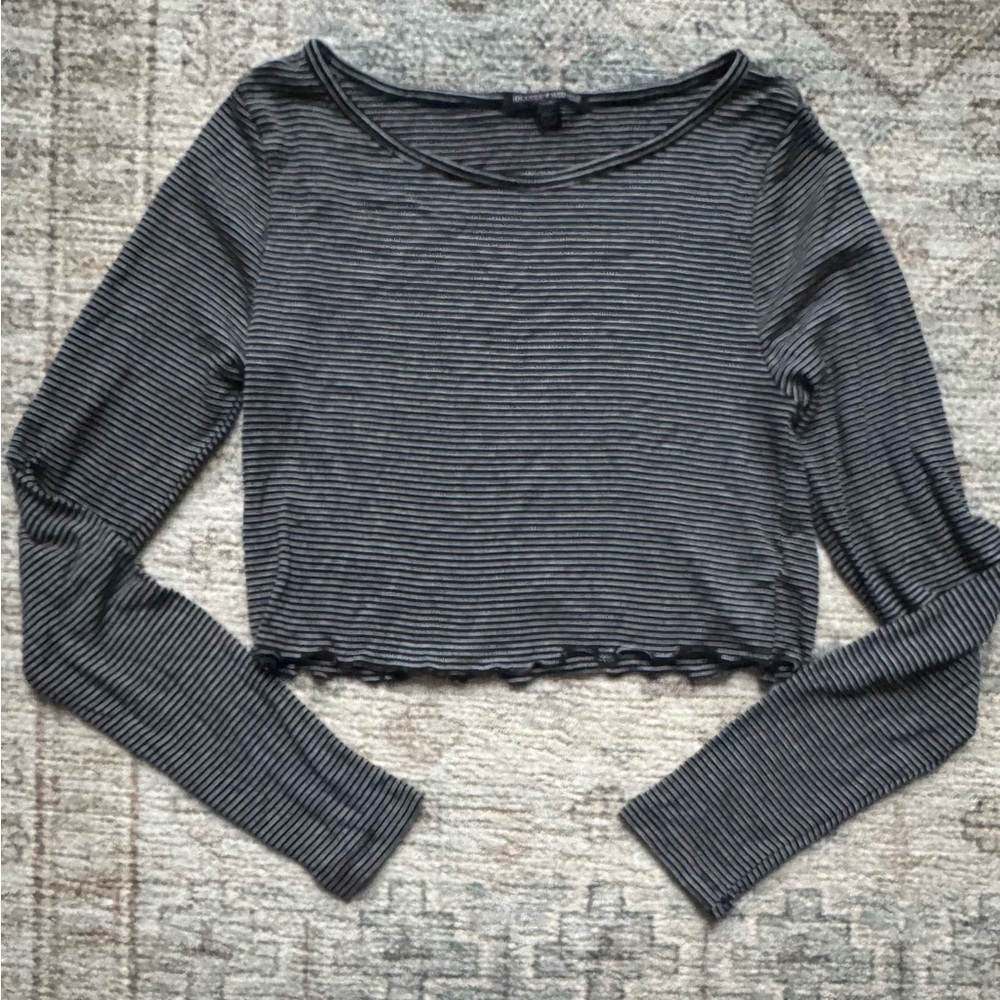 Brady Melville one sz stretch Striped blue & white Long Sleeve Crop Top